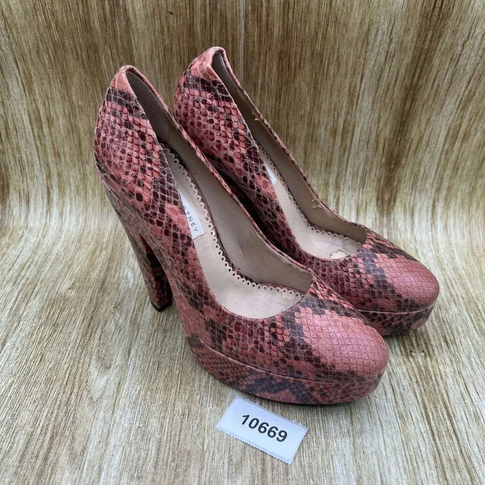 Stella McCartney Corinne Platform Pumps Womens Size 8 EU 38 Pink Snakeskin Heels